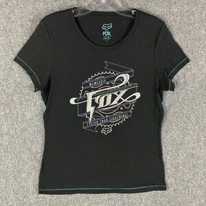 Fox Top Women's Large Black Short‎ Sleeve Casual Graphic Adults Shirt L